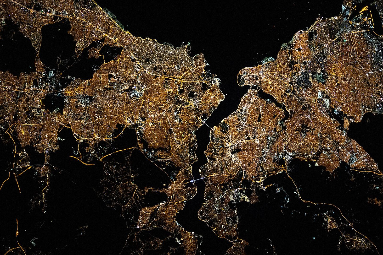 Istanbul at night from the International Space Station.